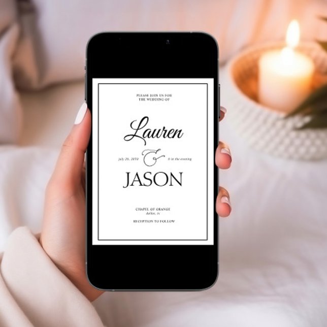 Moderne Minimalistische Namen Kalligraphie Black Einladung (Von Creator hochgeladen)