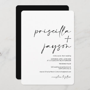 Moderne minimalistische Namen kalligraphische schw Einladung