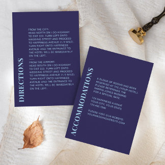 Moderne Minimalistische Navy Blue-Detailkarte RSVP Karte