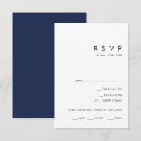 Moderne Minimalistische Navy Blue Menü RSVP Karte