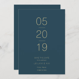 Moderne Minimalistische Navy Blue Save the Date Ca Einladung