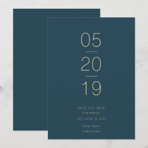 Moderne Minimalistische Navy Blue Save the Date Ca Einladung