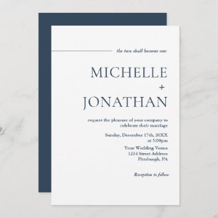 Moderne Minimalistische Navy Blue Text Christlich Einladung