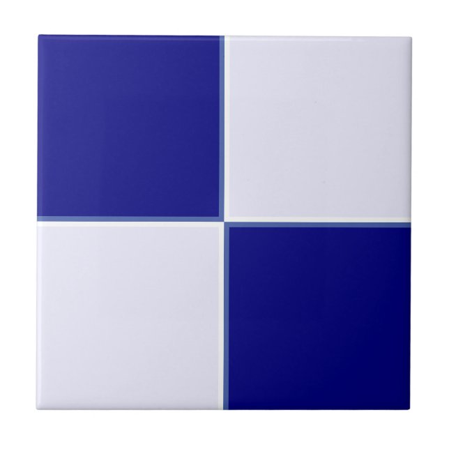 Moderne Minimalistische Navy Blue White Geometric Fliese (Vorderseite)