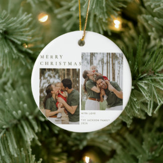 Moderne minimalistische neutrale Weihnachtsfamilie Keramik Ornament