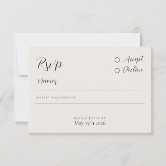Moderne Minimalistische Neutralkalligraphie-RSVP-K RSVP Karte