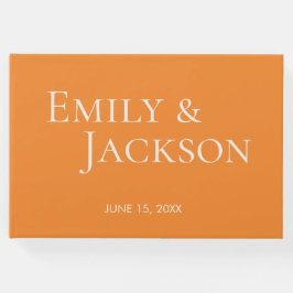 Moderne Minimalistische Orange White Wedding Gästebuch