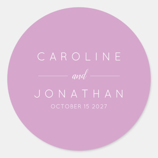 Moderne Minimalistische Orchid-Hochzeit Runder Aufkleber (Vorderseite)
