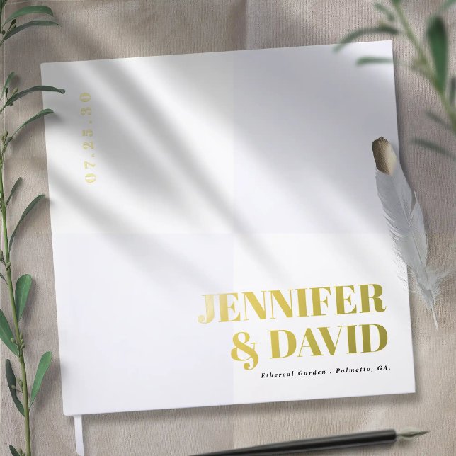 Moderne Minimalistische Paarbezeichnungen Einfache Gästebuch (Modern minimalist couple names simple wedding guest books)