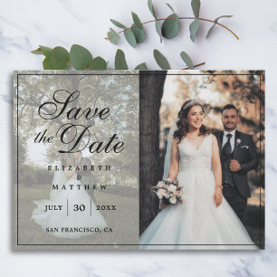 Moderne Minimalistische Paarfoto-Collage Save The Date