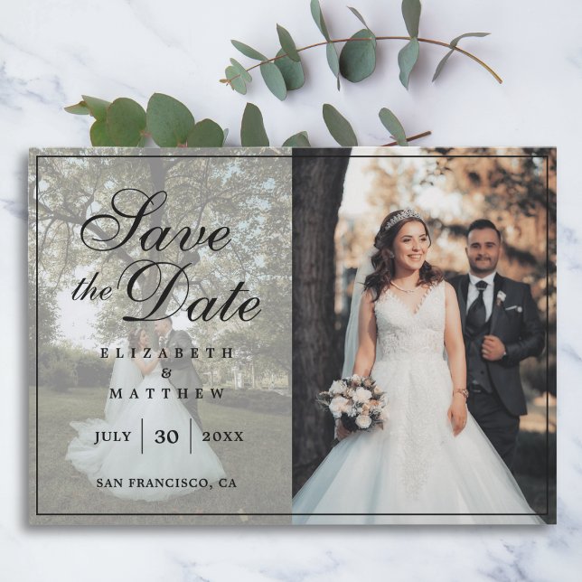 Moderne Minimalistische Paarfoto-Collage Save The Date (Von Creator hochgeladen)