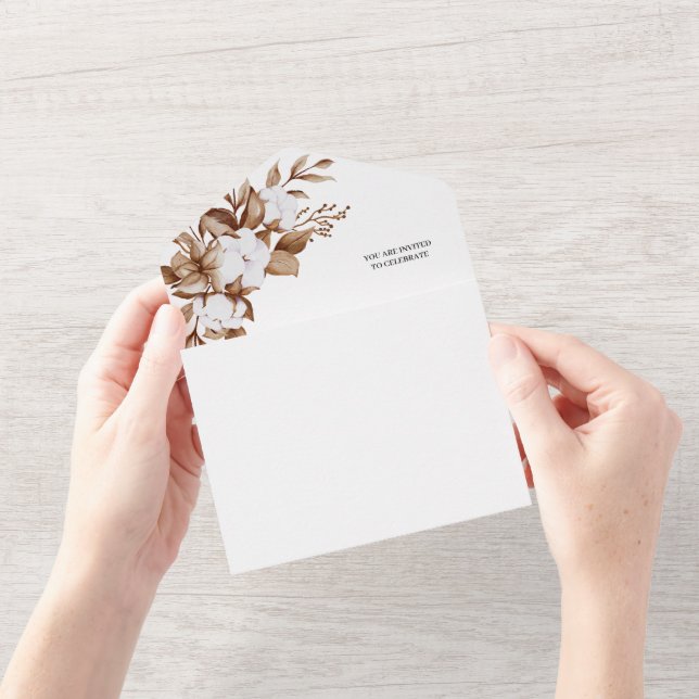 Moderne Minimalistische Pampas Grass Bouquet Weddi All In One Einladung (Eröffnung)