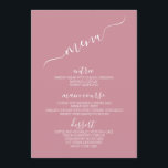 Moderne Minimalistische Pastel-Tischkarten Menükarte<br><div class="desc">Modernes Minimalistisches PastelWedding Menu in Wild Rose Rosa Farbe Eleganter 12x18" Hochzeitsmenü Karten Flachmenü Elegantes Kalligrafie Essen und Getränke Hochzeitsmenüs | Rustikale Hochzeitsmenüs,  rustikale Hochzeitsmenüs,  rustikales Hochzeitsmenü,  Blumenmenü,  Hochzeitsmenü,  Pastelkarten</div>
