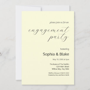 Moderne Minimalistische Pastellgelbe Engagement-Pa Einladung