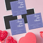 Moderne Minimalistische Periwinkle & White Save th Magnet<br><div class="desc">Hübsch,  modern,  minimalistisch ,  trendig Save the Date Magnet Design hat ein periwinkle blau-weiß Thema (2022 Pantone Color Very Peri)</div>