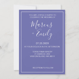 Moderne Minimalistische Periwinkle & White Wedding Einladung