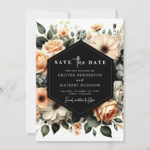 Moderne Minimalistische Pfirsichhochzeit Save The Date