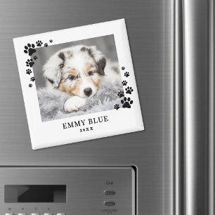 Moderne minimalistische Pfotenabdruck-Hunde-Foto Magnet