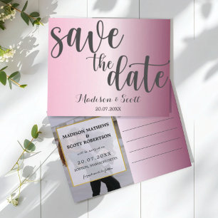 Moderne minimalistische Pink Save-the-Date-Karte Ankündigungspostkarte