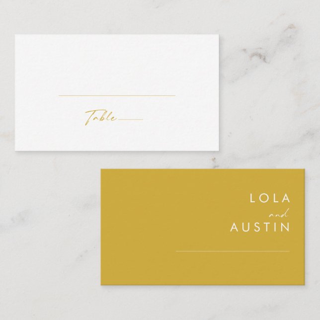 Moderne Minimalistische Platzkarte für Hochzeiten  (Vorne/Hinten)