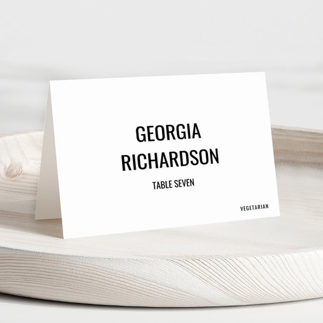 Moderne, Minimalistische Platzkarte Tischnummer (Simple monogram wedding place card)