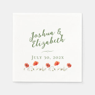 Moderne Minimalistische Poppies Hochzeit Serviette