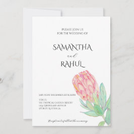Moderne Minimalistische Protea Botanische Hochzeit Einladung