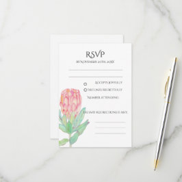 Moderne Minimalistische Protea Botanische Hochzeit RSVP Karte