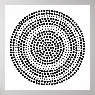 Moderne Minimalistische Punktgeometrie Kreis Weiß Poster