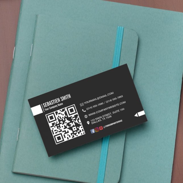 Moderne Minimalistische QR Code Business Card - Sc Visitenkarte (Modern Minimalist QR Code Business Card - Black)