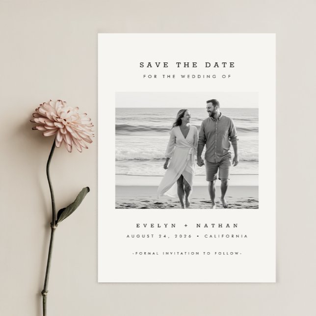 Moderne Minimalistische QR-Code-Foto-Budget-Hochze Save The Date (Von Creator hochgeladen)