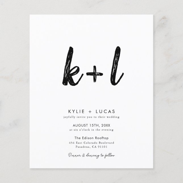 Moderne Minimalistische QR Code Hochzeitseinladung (Vorderseite)