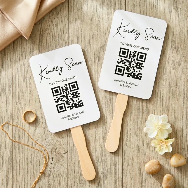 Moderne minimalistische QR-Code-Hochzeitsmenü  Fächer (Von Creator hochgeladen)