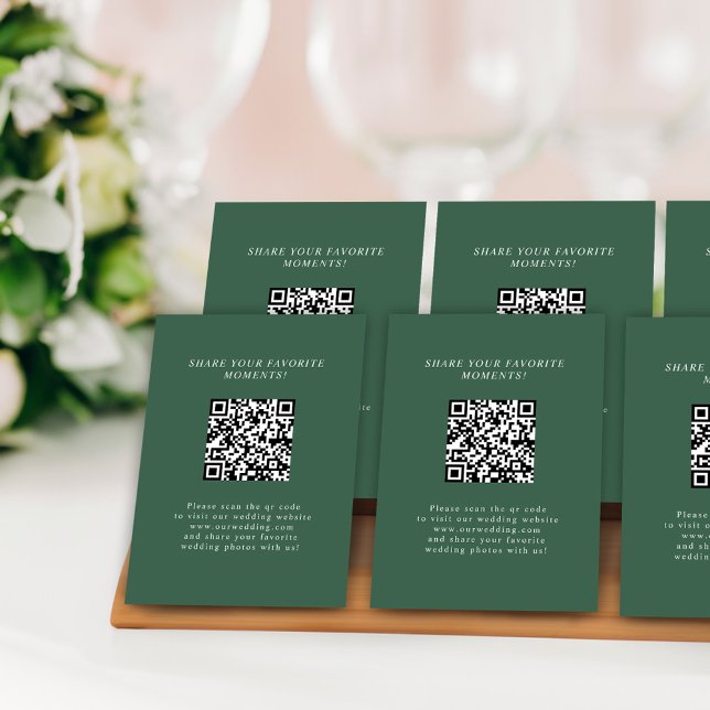 Moderne Minimalistische QR Code Hochzeitsszenarien Begleitkarte (Modern Minimalist Elegant QR Code Wedding Photos Enclosure Card)