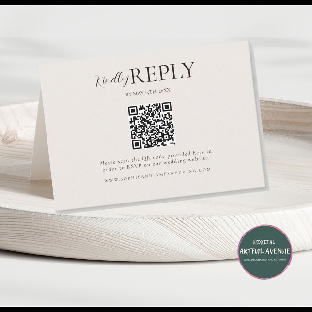 Moderne Minimalistische QR-Code-Kalligrafie-RSVP-K RSVP Karte (Minimalist QR Code Response Wedding Invitation)