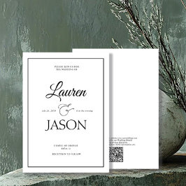 Moderne Minimalistische QR-Code-Namen Kalligrafie Einladung