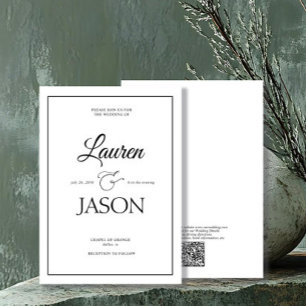 Moderne Minimalistische QR-Code-Namen Kalligrafie  Einladung