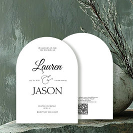 Moderne Minimalistische QR-Code-Namen Kalligrafie Einladung