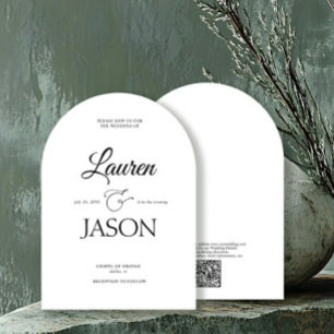 Moderne Minimalistische QR-Code-Namen Kalligrafie  Einladung