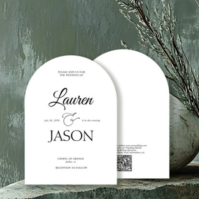 Moderne Minimalistische QR-Code-Namen Kalligrafie  Einladung (Von Creator hochgeladen)