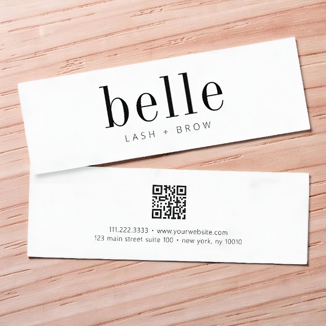 Moderne Minimalistische QR Code Scan Me Lash and B Mini Visitenkarte (Von Creator hochgeladen)