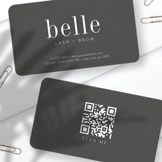 Moderne Minimalistische QR Code Scan Me Lash and B Visitenkarte (Von Creator hochgeladen)