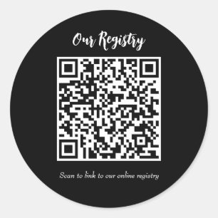 Moderne Minimalistische QR-Code-Scannbare Hochzeit Runder Aufkleber