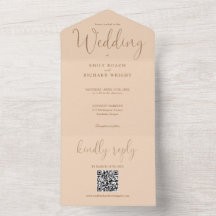 Moderne Minimalistische QR Code Soft Peach Hochzei