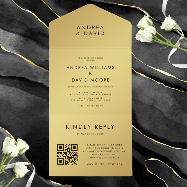Moderne Minimalistische QR Code UAWG Wedding All In One Einladung (Von Creator hochgeladen)