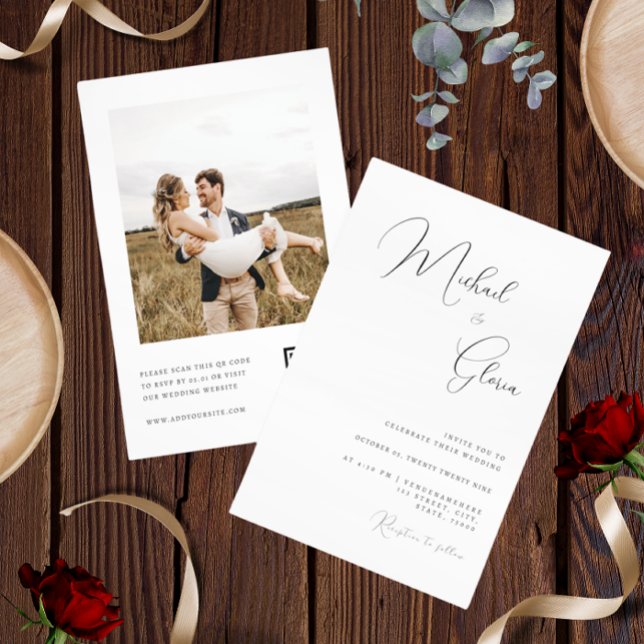 Moderne Minimalistische QR Code UAWG Wedding Einladung (Von Creator hochgeladen)