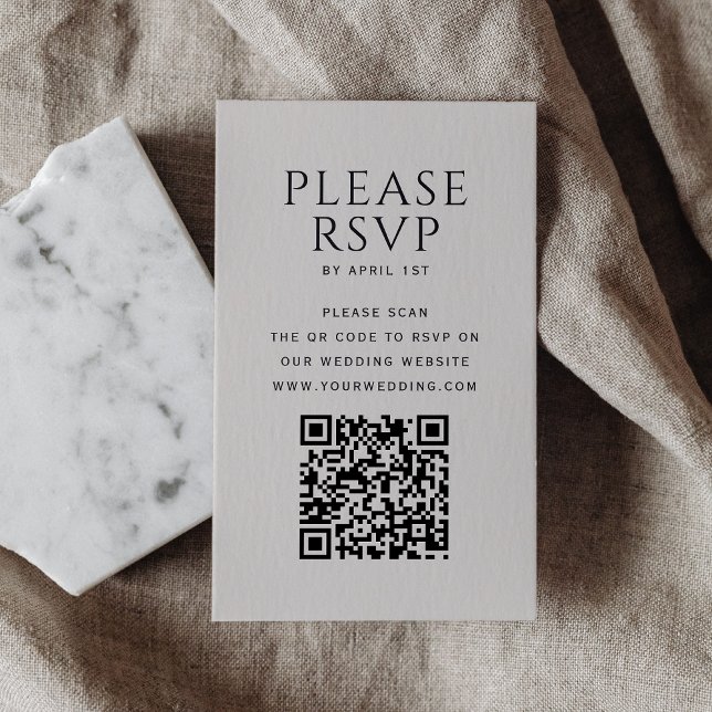 Moderne Minimalistische QR Code Wedding RSVP Card Begleitkarte (Von Creator hochgeladen)