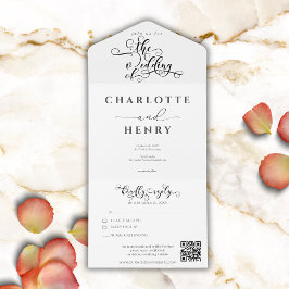 Moderne Minimalistische QR-Hochzeit All In One Einladung