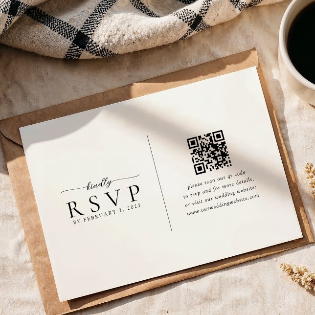 Moderne Minimalistische QR-Hochzeit RSVP Karte (Von Creator hochgeladen)