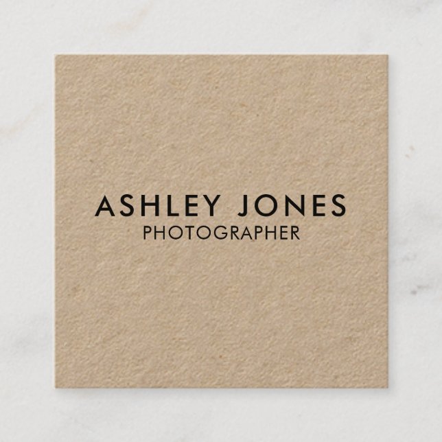 Moderne Minimalistische QR Kraft Business Card Quadratische Visitenkarte (Vorderseite)